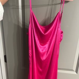 Hot Pink Satin Slip Dress